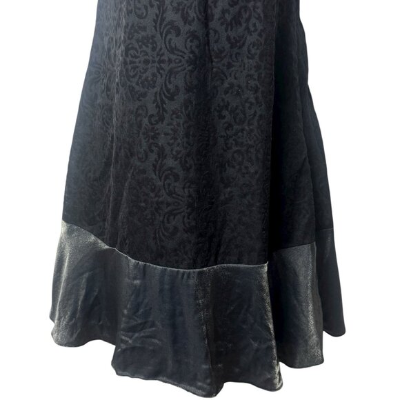 Y2K Allure Velvet & Satin Black Shimmer Slip Dress Fairygoth Dark Romantic S - Picture 4 of 13